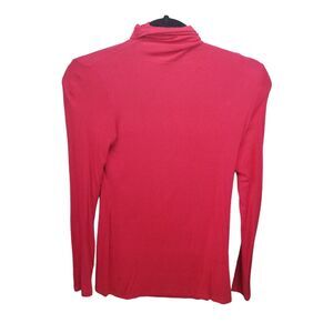 EIMIN Womens Sz S Red Solid Long Sleeve Turtleneck Pullover Shirt
